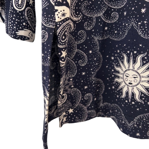 Johnny Was Runa button front henley tee XXS navy cream jersey knit celestial NWT - Picture 10 of 12